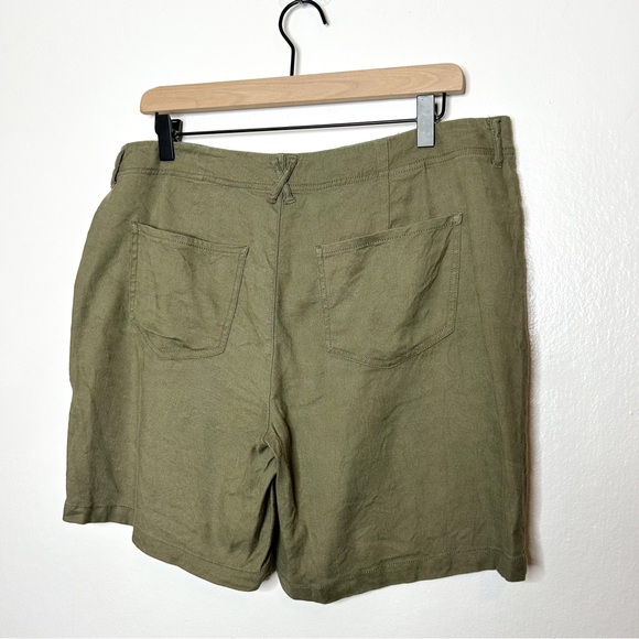 NYDJ Womens Neutral Olive Green Linen Blend High Rise Shorts 8 - Picture 5 of 8